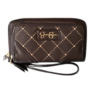 Jessica Simpson Patrice Zippered Wallet Wristlet Black NWT